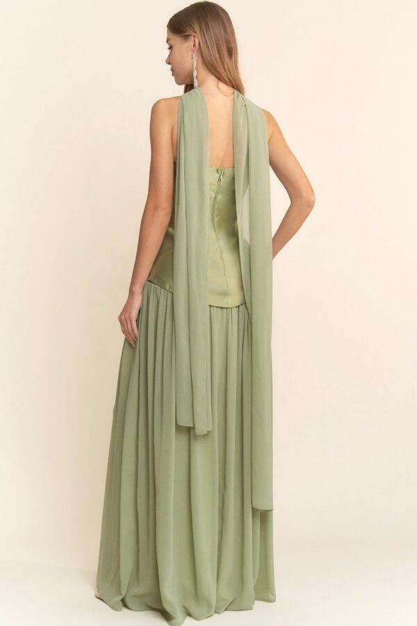 Strapless corte A tafeta con chiffon - Image 2