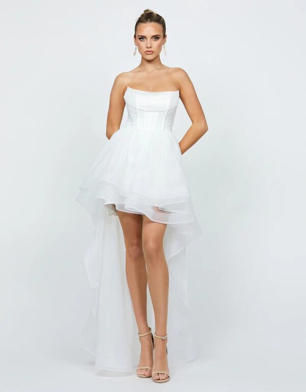 Corto largo organza brillante corset drapeado