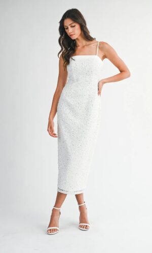 Midi tirantes aplicaciones perlas y lentejuela