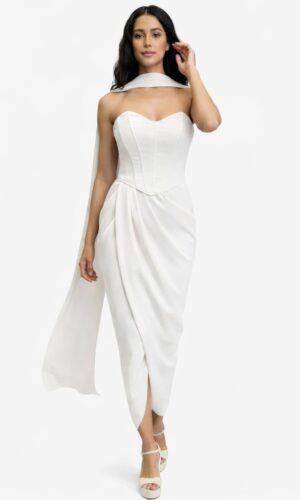 Strapless drapeado con estola