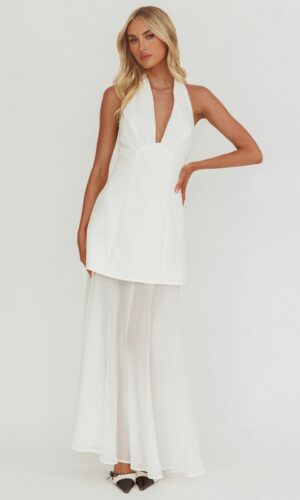 Halter escote en V falda mesh